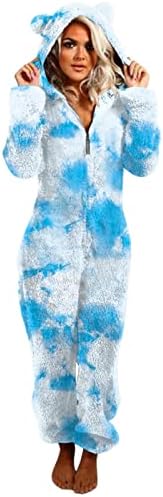 MTSDJSKF תלבושות של מועדון סקסי לנשים נשים סרבל חורף שרוול ארוך סרבל סרבל מזדמן פיג'מה חורף חם רך