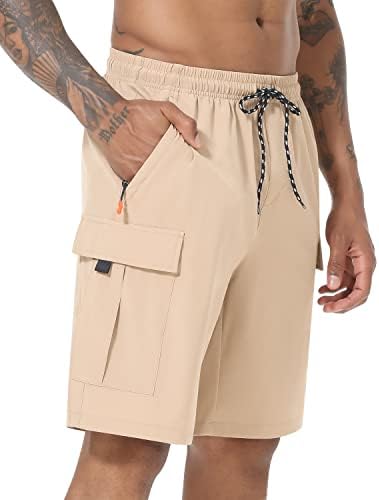 מכנסי טיול מטען לגברים מכנסיים קצרים מהיר של מכנסיים קצרים קלים יבש לגברים מזדמנים חיצוניים עם 5 כיסים