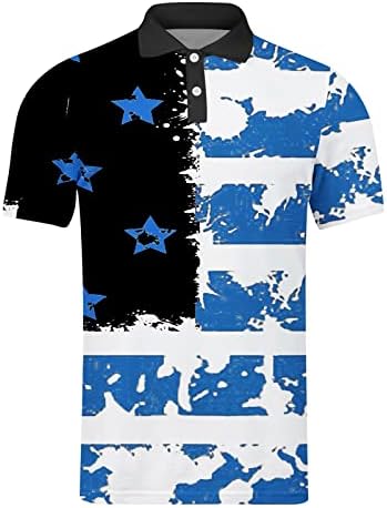 יום העצמאות של XXBR חולצות פולו לגברים, כוכבים ופסים מדפיסים חולצת טי פטריוטית דגל ארהב. חולצת טריקו