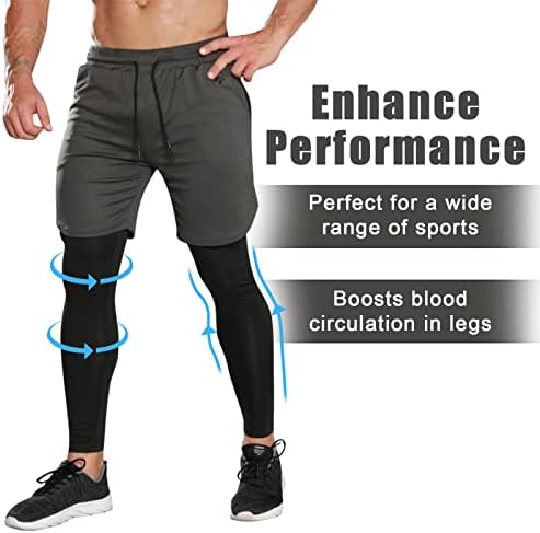 גננות נוי גברים של דחיסת מכנסיים עם מכנסיים קצרים 2 ב 1 ריצה כושר אימון מכנסיים חותלות לחיצות גרביונים