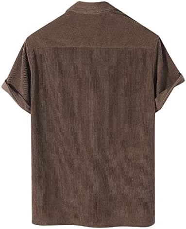 חולצות גברים קיץ קז'זרי זכר קורדרוי חולצה חולצה מוצקה פנה למטה צווארון חולצות שרוול קצר חולצות לגברים