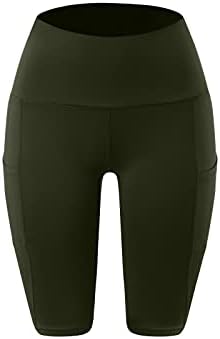 חותלות אימון המותניים של אימון לנשים בכיסי בטן מכנסיים אימונים אימוני יוגה שליטה על מכנסיים קצרים כושר
