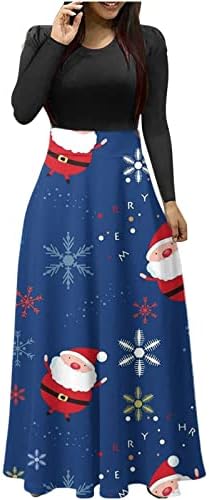 שרוול ארוך לנשים שמלות מסיבות מקסי 2022 חג המולד שמלה ארוכה מזדמנים רופפים שמלת קוקטייל מודפסת גרפית