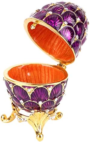 קופסת אחסון תכשיטים של Schellen Purple, ארגון תכשיטי תכשיטים מארגן סגסוגת אבץ קופסת אחסון ביצית פסחא
