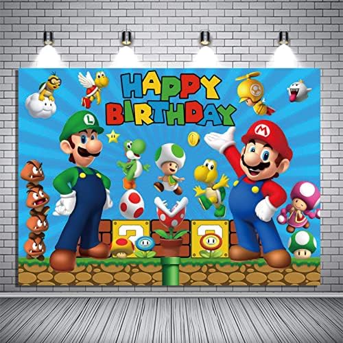 קריקטורה מטבע וידאו משחק יום הולדת שמח נושא צילום תפאורות ילדי בני מסיבת יום הולדת דקור אספקת עוגת שולחן