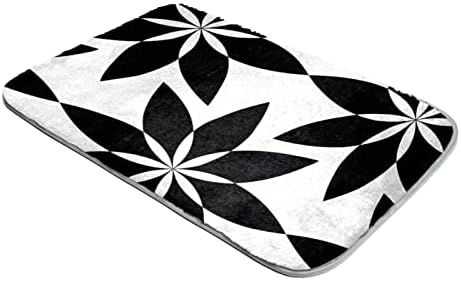 דקורטיבי שחור ולבן פרח מים סופג אמבטיה מחצלת אמבטיה שטיח 23.6 איקס 15.7 אינץ קטיפה מיקרופייבר אמבטיה