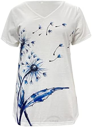 קיץ נשים שרוול קצר נגד צוואר פרחוני מודפסים חולצות טופ חולצות חולצות מזדמנים טוני טוניקה טוניקה צמרות