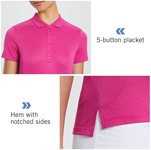 חולצות פולו לנשים בולף לגולף צמרות שרוול קצר מהיר UPF50+ מדים פיקים של 5 כפתורים קלים 5 כפתורים