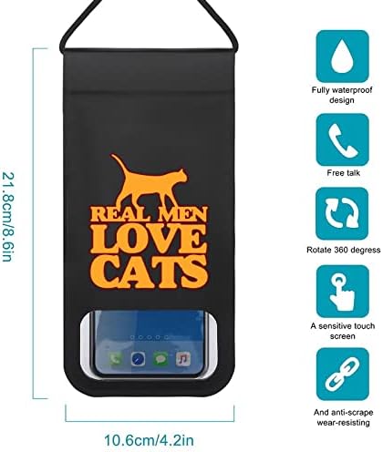 גברים אמיתיים אהבת חתולים עמיד למים טלפון פאוץ מחזיק מגן יבש תיק מקרה עם שרוך