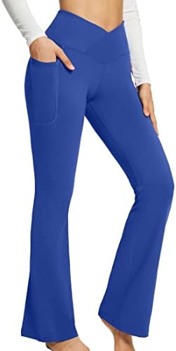 מכנסי יוגו של לוארה לנשים עם כיסים נגד קרוסאובר חותלות מותניים גבוהות מכנסי אימון תחתון פעמון מכנסי
