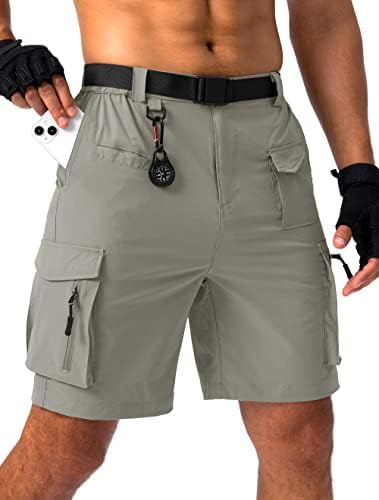 מכנסי מטען לטיולים של Viodia לגברים נמתחים מכנסיים קצרים טקטיים לגברים עם 8 כיסים מהירים מהיר מכנסיים