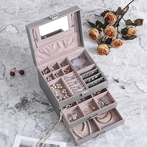 קופסת תכשיטים של Anwbroad עבור מארגן תכשיטים לנשים ונערות שמרו על תכשיטים שיטתיים