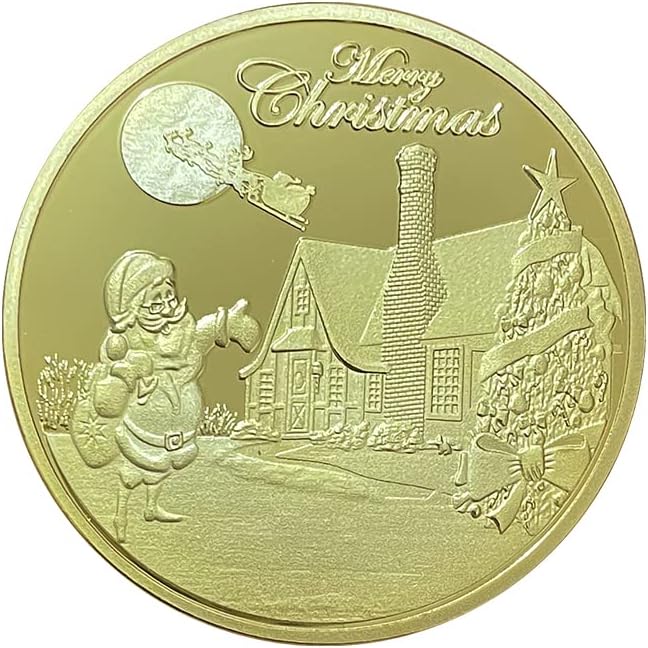 מתנת תג חג מולד מטבע זהב לילדים 2018 מטבע זיכרון מטבע זיכרון מטבע תליון מפתחות קטן