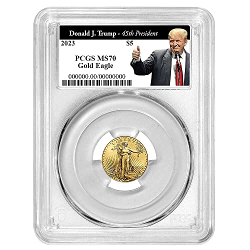 2023 אין סימן מנטה 2023 $ 5 אמריקן נשר זהב אמריקאי 1/10 OZ PCGS MS70 טראמפ 45 נשיא נשיא תווית 5 $ PCGS