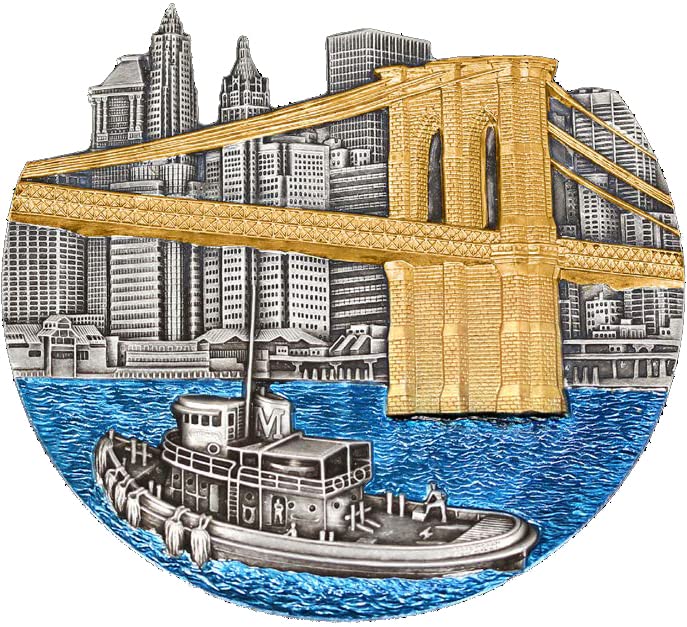 2022 דה גשרים מפורסמים בעולם Powercoin Brooklyn גשר בצורת 5 גרם מטבע כסף 5000 פרנק קונגו 2022 גימור