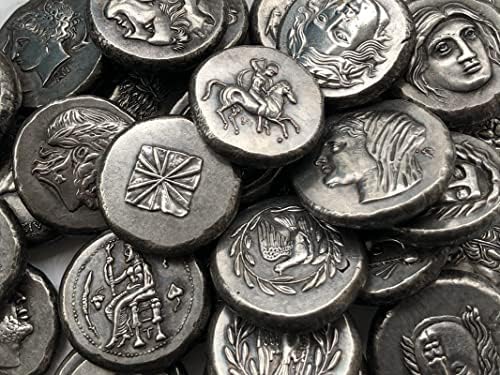 מטבעות יווניות פליז מכסף מלאכות עתיקות מצופות מטבעות זיכרון זרות בגודל לא סדיר סוג 61