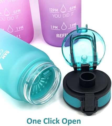 GIOTTO 32OZ BPA אטום דליפות BPA בקבוק מי שתייה חינם עם סמן זמן וקש כדי להבטיח שתשתו מספיק מים לאורך