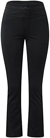 מכנסיים שחורים מוצקים של מנהונג מכנסיים במותניים גבוהות בעבודות רגל מותן גבוהות מכנסיים ישר מזדמנים