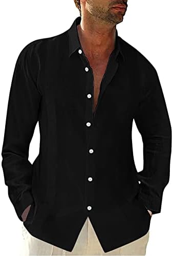חולצות פשתן כותנה לגברים XXBR חולצות שרוול ארוך כפתור נפילה מחנה קובני קובני חולצת גוויאברה