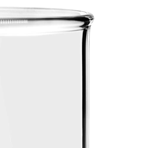 Beaker, 500 מל - צורה נמוכה עם זרבובית - לבן, סיום 50 מל - בורוסיליקט 3.3 זכוכית - מעבדות איסקו