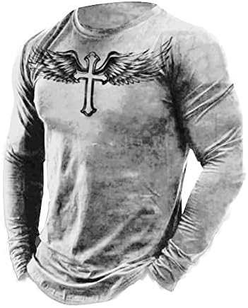 חולצת טריקו לביצוע גברים, אופנה גולגולת תלת מימד מודפסת סוודר צוואר עגול הדפסת חולצות שרוול ארוך חולצות