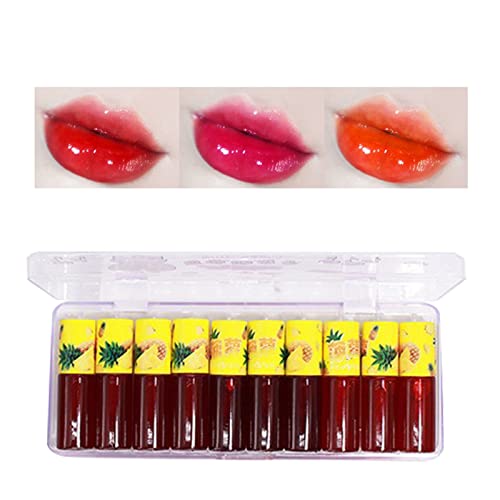 גלוס לילדות קטנות 2 סט של 10 שפתיים זיגוג פירות שפתיים זיגוג יצירתי לשימוש יומיומי קטיפה נוזל שפתון