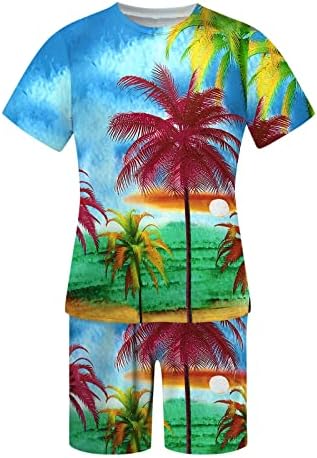 BMISEGM גברים קיץ חולצות T גברים תלבושת קיץ חוף חוף שרוול קצר חולצה מודפסת חולצה קצרה מכנסיים 2 חתיכות