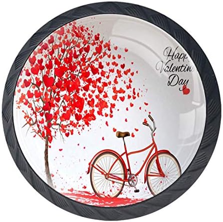 חג האהבה אופני ולבבות עץ 4 יחידות קריסטל זכוכית ארון מלביש ידיות מגירת דלת ארון ידיות למשוך ידיות מטבח