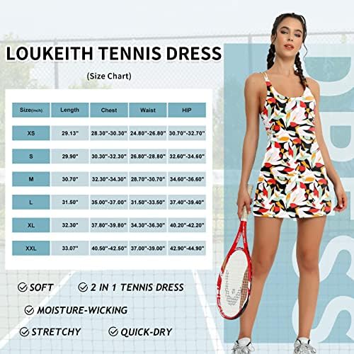 שמלת טניס של Lockeith Womens עם מכנסיים קצרים ומובנים אימון אימון אימון ללא שרוולים שמלות גולף אתלטיות