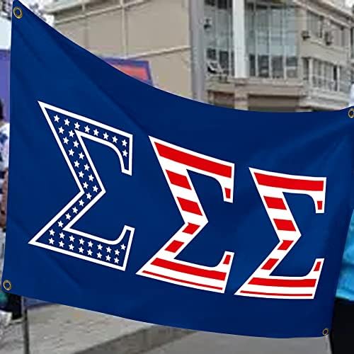 משמש לסיגמא סיגמא סיגמא 3 × 5ft אמריקה דגל עם ארבע כרך פליז רקע כחול כרזה קישוט תפרים כפול