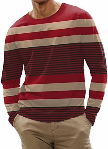 Xiloccer Mens אופנה ספורט מזדמן תפרים תפור דיגיטלי דפוס דיגיטלי עגול חולצה חולצת שרוול ארוך חולצות טופ
