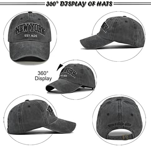 בציר ניו יורק-רקום במצוקה-כותנה לא מובנה-בייסבול-כובעי יוניסקס מתכוונן-סטרפבק אריג-אבא-כובע