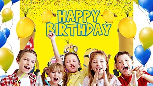 צהוב יום הולדת שמח רקע קריקטורה נושא רקע עבור בני בנות ספקי צד תינוק מקלחת עוגת שולחן קישוט באנר ילדים