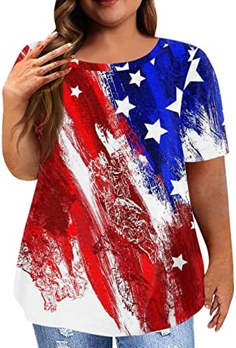 חולצות פטריוטיות לנשים 4 ביולי פלוס גודל קיץ מזדמן כושר רופף חולצות טקס ארהב דגל ארהב חולצות פטריוטיות