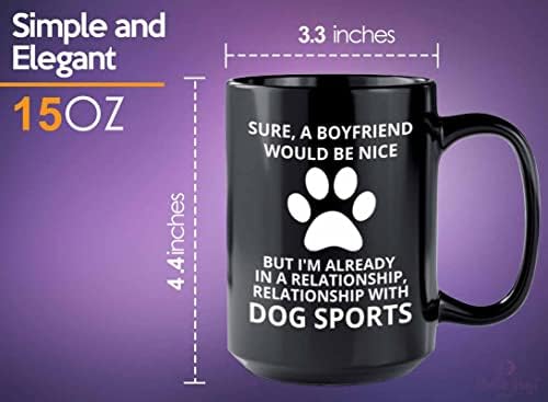 אילוף כלבים ספל קפה 15oz שחור - עם כלבים ספורט A - מאמן כלבים בעל מחמד מחמד גור כלבים הליכון חיל בעלי