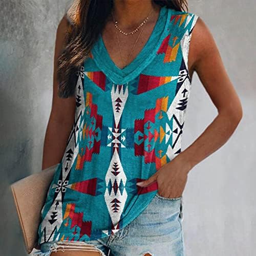 טיקוי אתני רטרו מודפס גופיות לנשים ללא שרוולים מתגנדר טוניקת חולצות 2023 קיץ מקרית חולצות