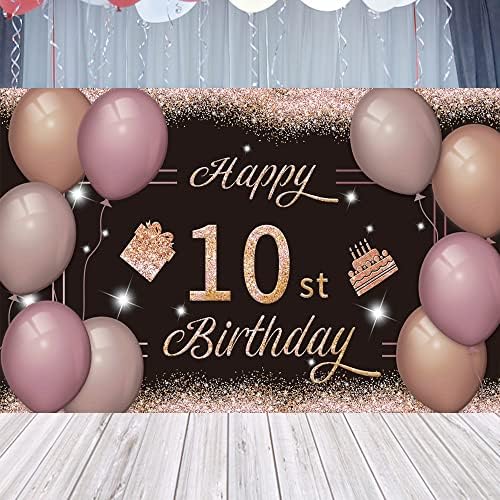 יום הולדת 10 שמח רקע באנר שחור ורוד שלט 10 פוסטר 10 ספקי מסיבת יום הולדת ליום נישואין תא צילום צילום