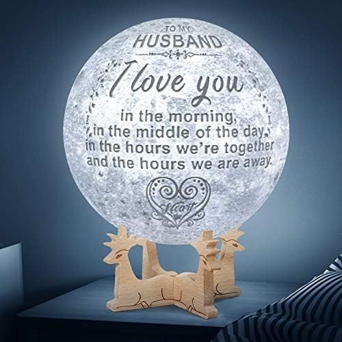 קנון חקוק מנורת ירח 3 ד לבעל, אישית 5.9 אינץ ' 3 ד הדפסת ירח אור מתנות לבעל מאשתו מתנות חג המולד של