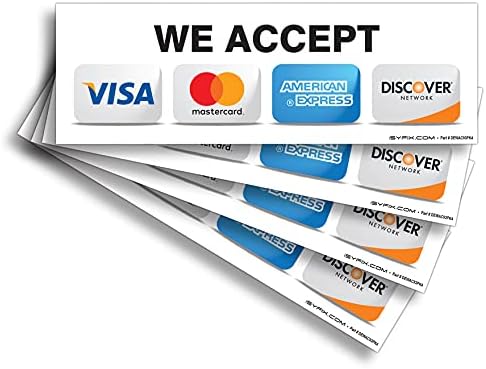 מדבקות סימני מדבקת כרטיס אשראי איזיפיקס - 4 מארז 9-איקס 3 אינץ ' - אנו מקבלים ויזה, מאסטרקארד, אמקס