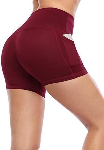 מכנסיים קצרים אתלטים של קדמוס מותניים גבוהים לנשים יוגה כושר מכנסיים קצרים עם כיסים עמוקים