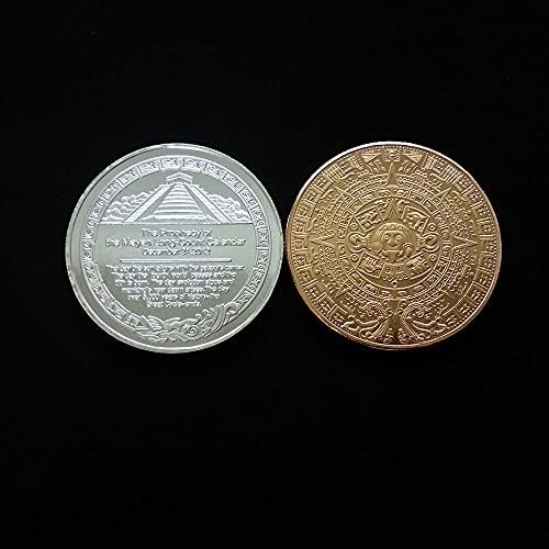 מטבע זיכרון מטבע זיכרון מטבע מכסף מצופה זהב מאיה פירמידה מקסיקו אצטקית cryptocurrency 2021 מטבע אספנות