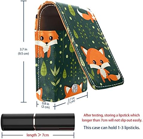 שפתון מקרה עם מראה חמוד קריקטורה בעלי החיים שועל יער גלוס מחזיק נייד שפתון אחסון תיבת נסיעות איפור תיק