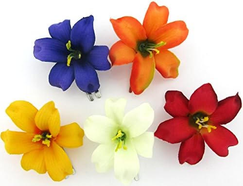 2 צבעים מרובי צבעים שושן 5 חלקים מגרש משי שיער פרח משי
