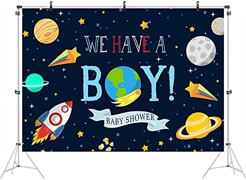 יש לנו ילד רקע עבור תינוק מקלחת חלל החיצון רקטות אסטרונאוט נושא תינוק מקלחת תפאורות לילה שמיים תליית