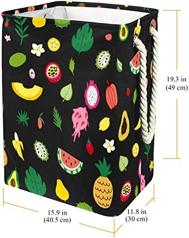 פירות טרופיים צבעוני יד נמשך דפוס 300 ד אוקספורד עמיד למים בגדי סל גדול כביסה סל עבור שמיכות בגדי צעצועים