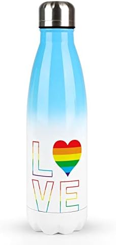 אהבה הומוסקסואלית קשת להטבים בקבוק מים נירוסטה עם מכסה מבודד כוס כוס כוס דליפת ספל נסיעות דליפה