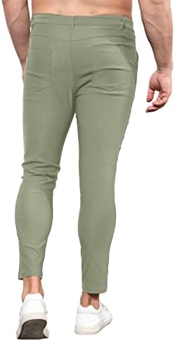 Morwenveo Mens Skinny Stretth מכנסיים מזדמנים מכנסי שמלה רזים מכנסי טרנינג בצבע מוצק בסיסי