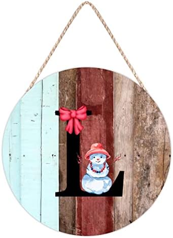 חג מולד שמח מונוגרמה עץ שלט דלת עץ ורוד קנוונוט שלג מכתב מונוגרמה מכתב L Hanger Canger Plaqu