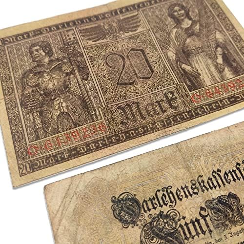 אוסף האימפריה הגרמנית של מלחמת העולם השנייה - 7 שטרות שהונפקו בשנים 1914 עד 1918. תעודת האותנטיות כללה