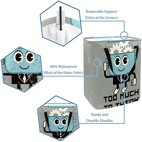 הדפסת ציוד רובוט מצויר מצחיק סל כביסה מתקפל, סלי כביסה עמידים למים 60 ליטר אחסון צעצועי כביסה לחדר שינה